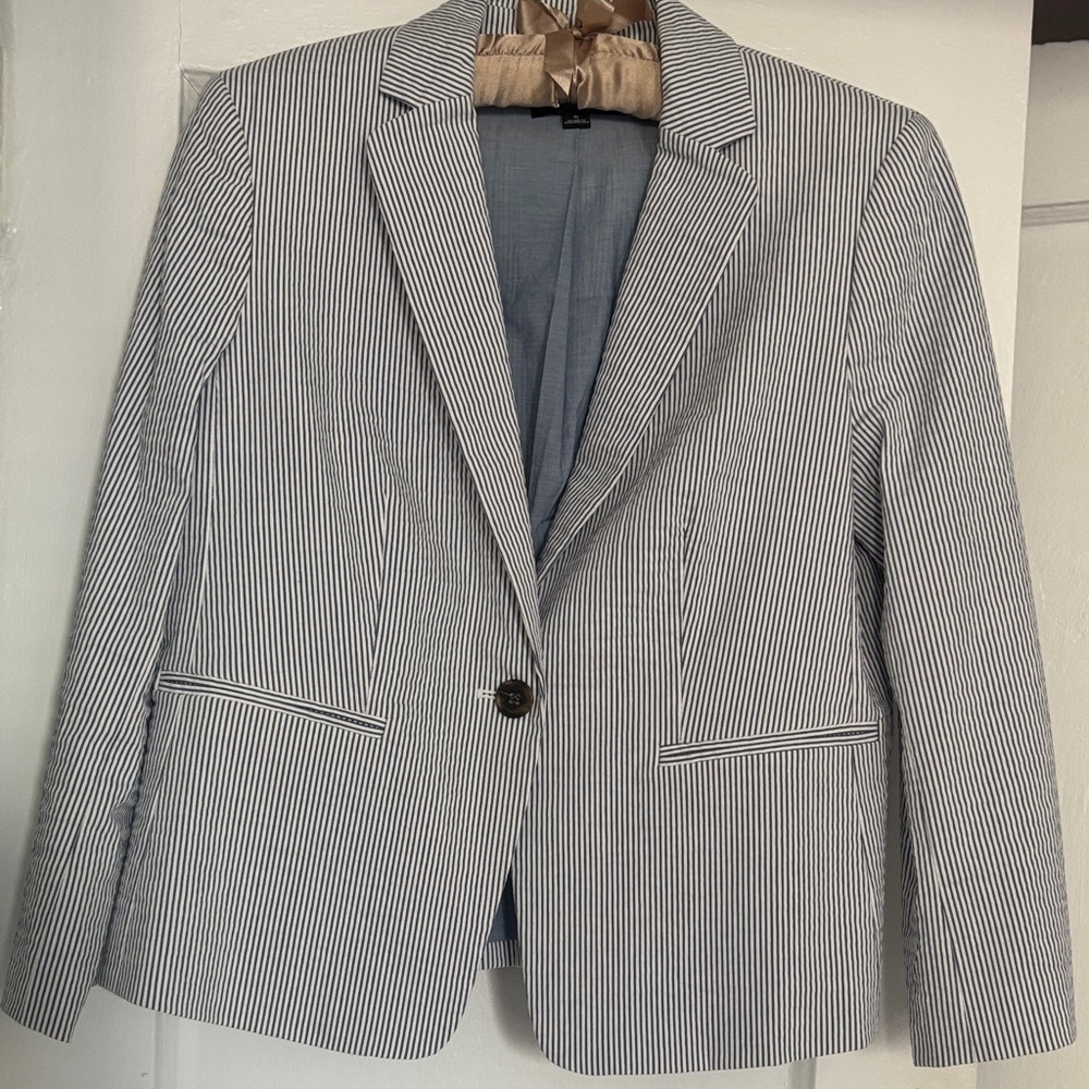 Ann Taylor Navy and White Striped Blazer